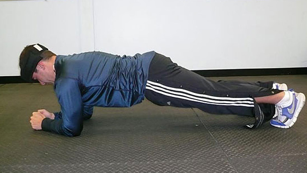 Elbow plank with neck load