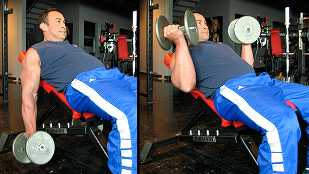 Low Incline Offset Dumbbell Curl 2